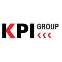KPI Group logo featuring the bold black uppercase letters "KPI" alongside the word "GROUP" in smaller black lettering, accompanied by three red chevron arrows pointing left, on a white background.